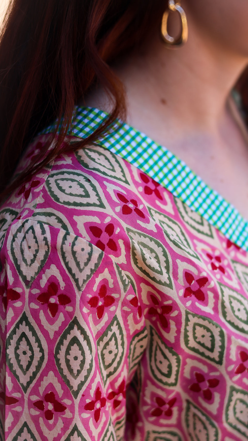 Shift Dress: Pink & Green