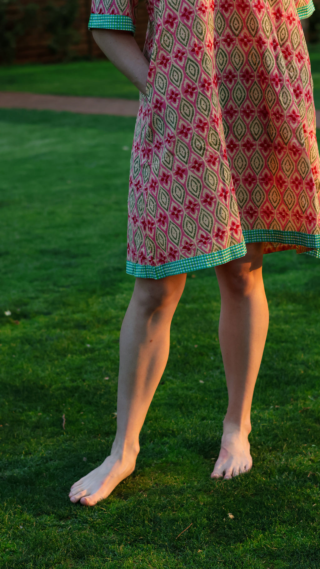 Shift Dress: Pink & Green