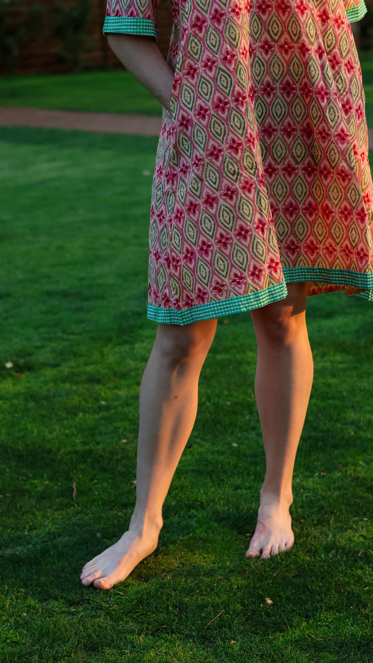 Shift Dress: Pink & Green