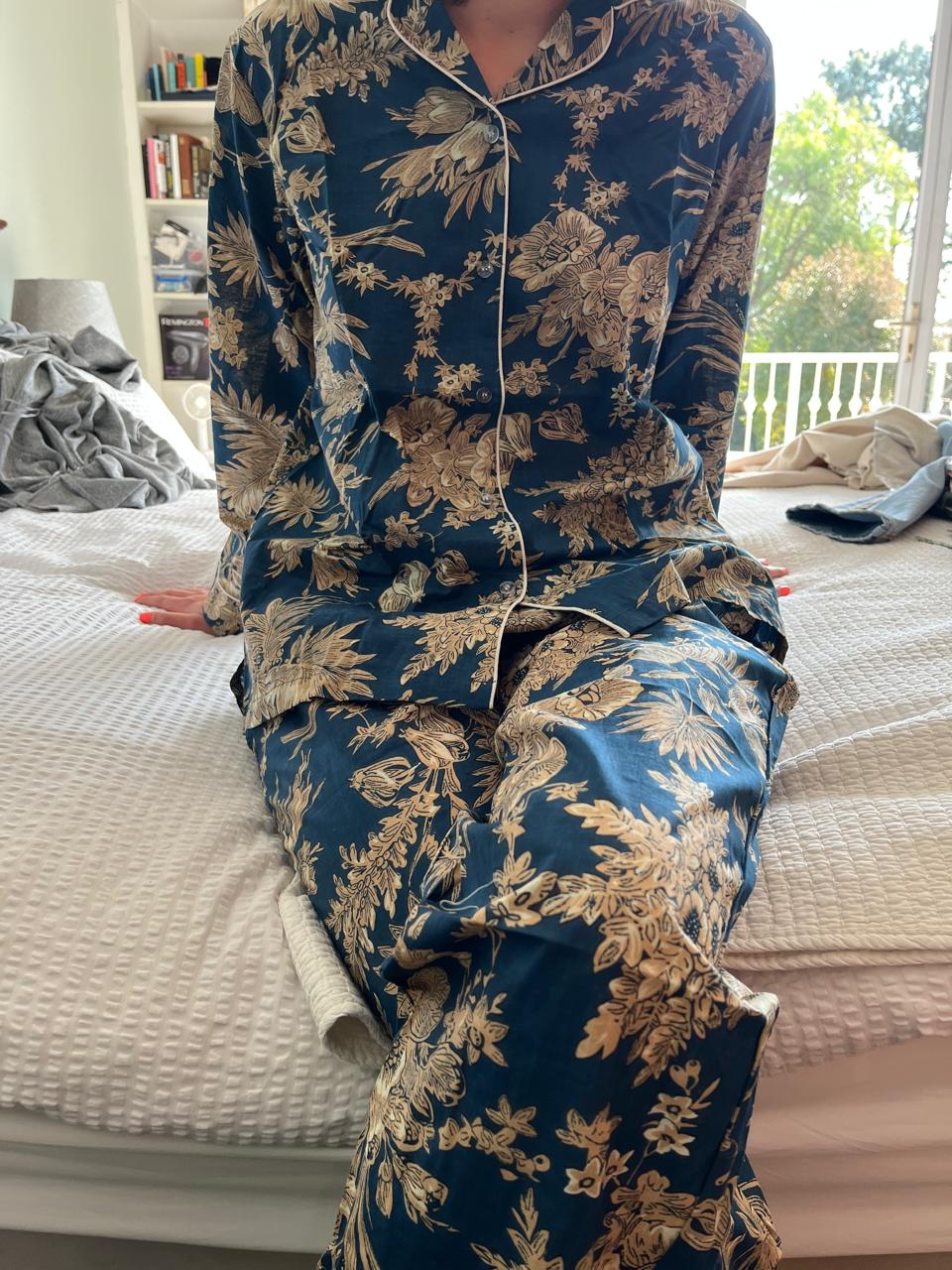 Blue Beige Pyjama Set (Long)