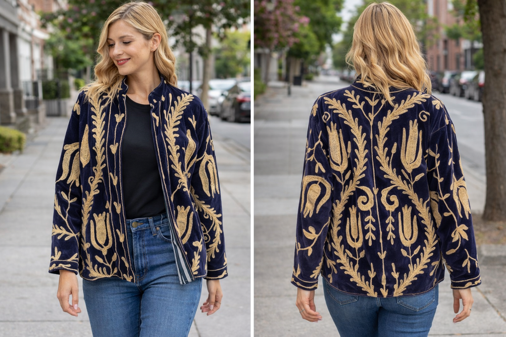 Jackets - Suzani Navy and Gold