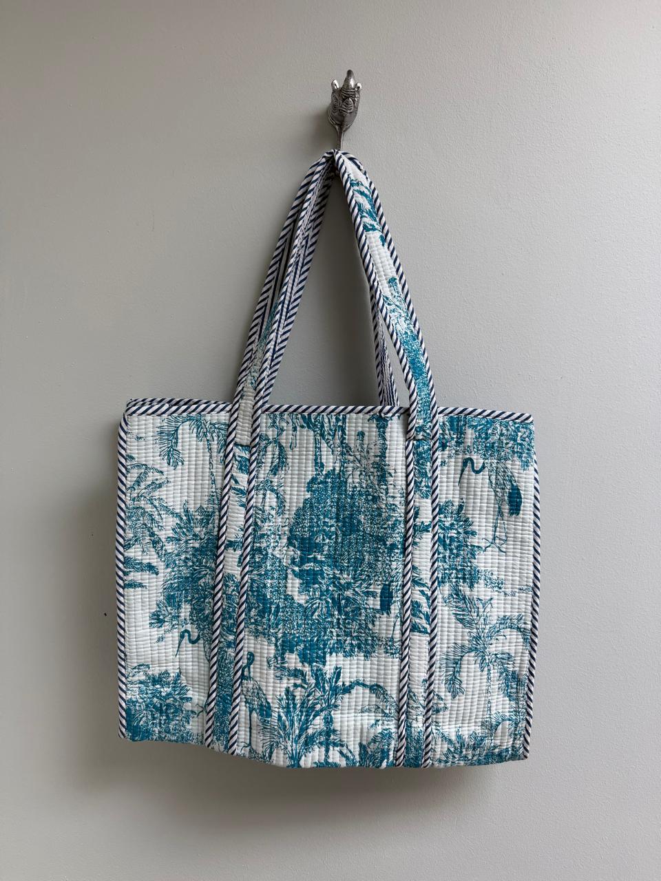 Tote Bag - Teal Crane