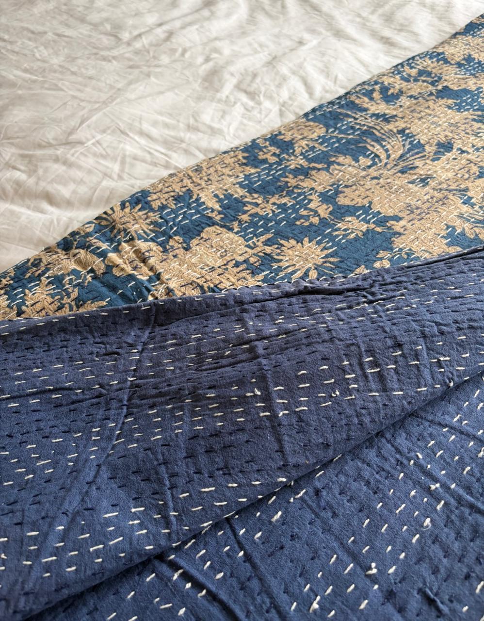 Kantha - Blue and Beige