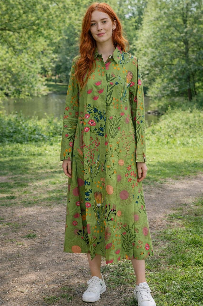 Shirt dress - Green Protea