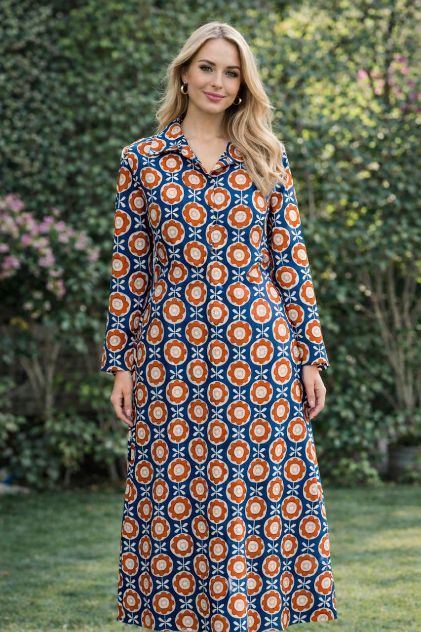 Shirt dress - Orange Flower