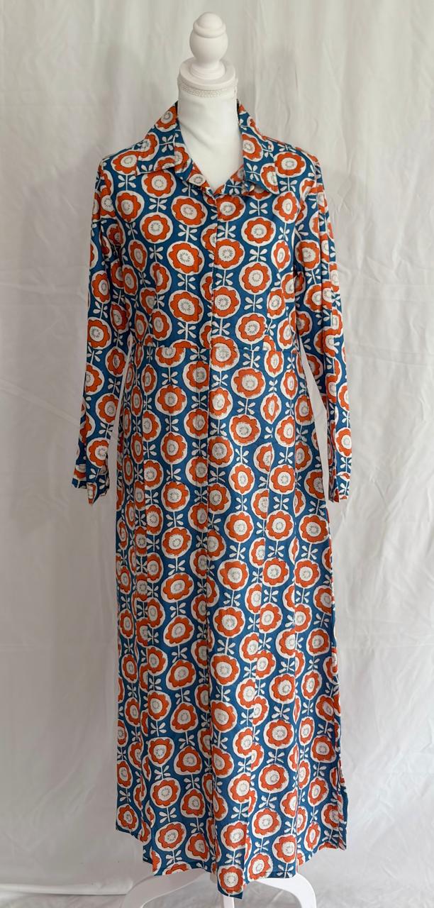 Shirt dress - Orange Flower